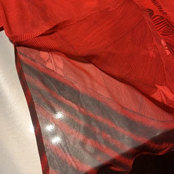 Vera Cristina Red Floral Print Sheer Silk Tunic Size M - Picture 8 of 8